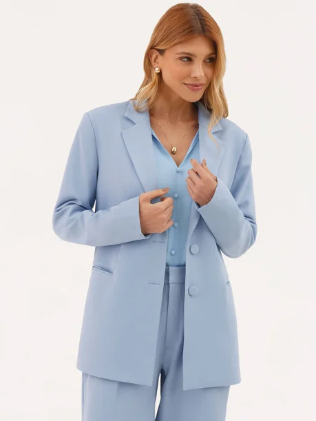 Blazer Alfaiataria Intermediário Azul Claro Jianna