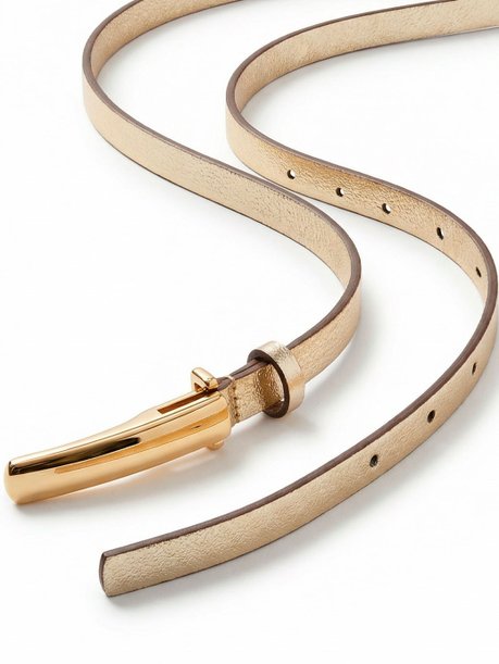 Cinto Estreito com Fivela de Encaixe Dourado Nina