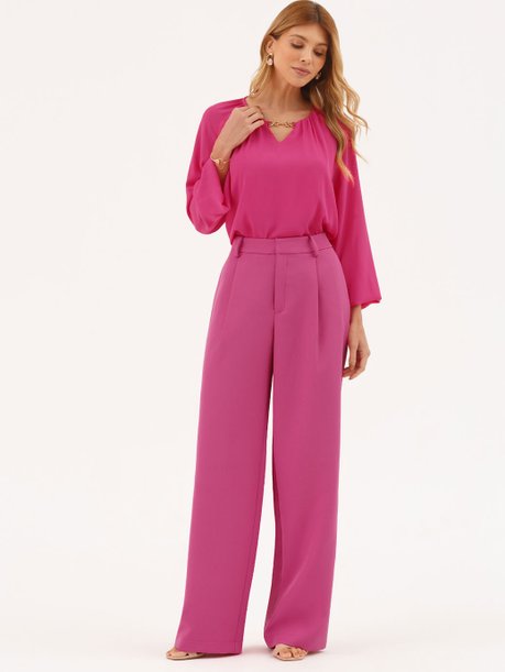 Calça Alfaiataria Wide Leg Framboesa Cassandra