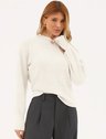 Suéter de Tricot Gola Redonda Off White Ana Flávia