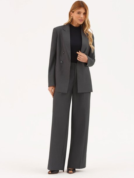 Calça Alfaiataria Wide Leg Chumbo Ellen