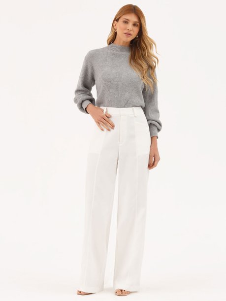 Calça Alfaiataria Wide Leg Off White Eudora