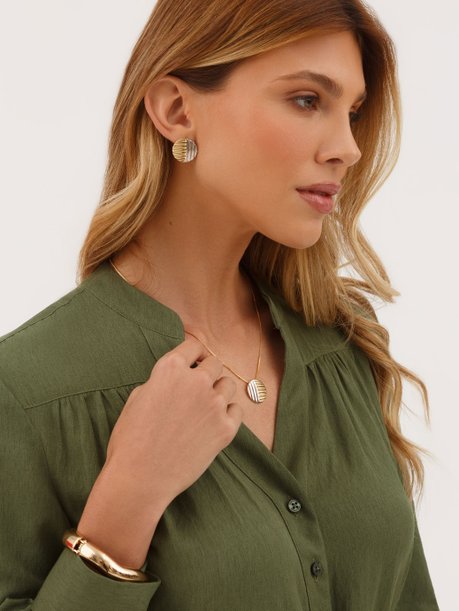 Brinco Redondo com Textura Dourado e Prata Atenas