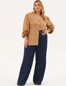10202328 blusa camel canela com elastico angela 19200600 calca wide leg plus size azul marinho lina 2 2