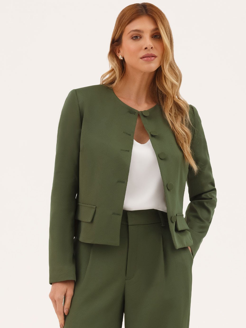 19200585 calca pantalona verde militar celinea 11400282 casaqueto verde militar yuna 1