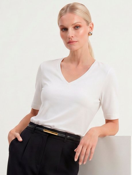 Blusa de Malha Algodão com Elastano Off White Daiela