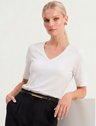 Blusa de Malha Algodão com Elastano Off White Daiela