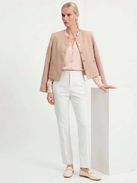 Calça Reta Regular de Alfaiataria Off White Amanda