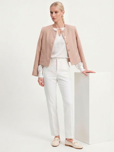Calça Reta Regular de Alfaiataria Off White Amanda