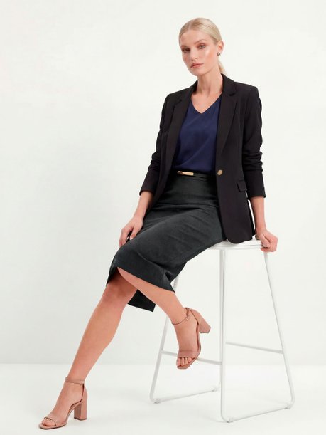 Blazer Botão Único Preto Cilene