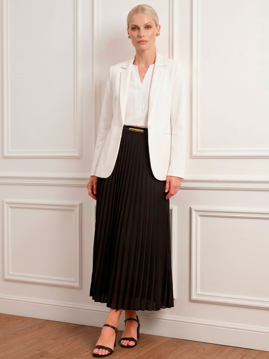 11000308 saia plissada preta antonieta 11400337 blazer off white feminino liana 10800351 blusa off white josiela 2