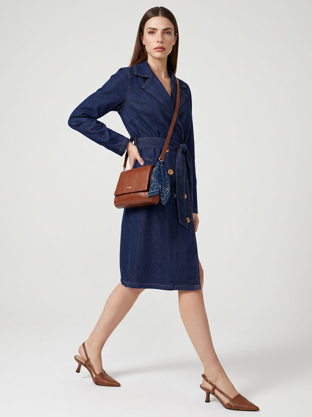 Trench Coat Jeans Azul Escuro Sahara