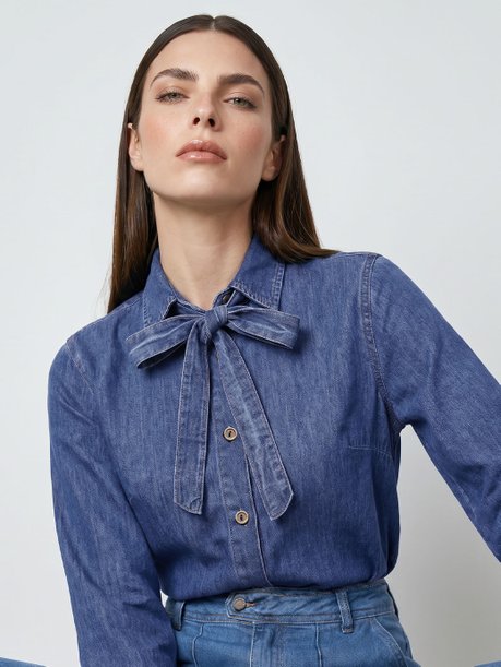 Camisa Manga Longa Jeans Marmorizado Médio Alany