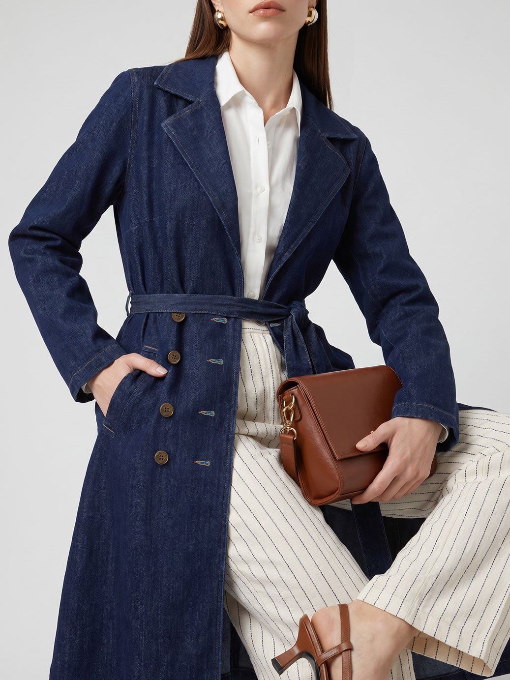 Trench Coat Jeans Azul Escuro Sahara