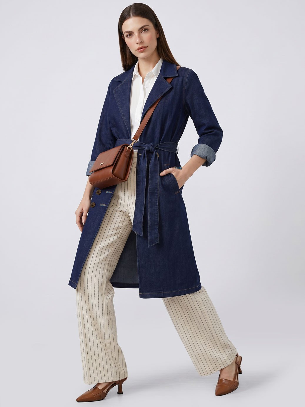 Trench Coat Jeans Azul Escuro Sahara