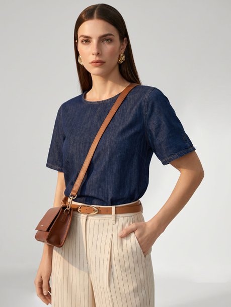 Blusa Jeans Reta Azul Escuro Izara