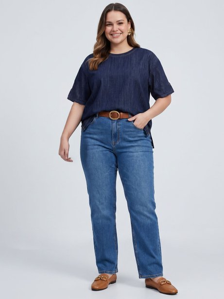 Calça Jeans Skinny Plus Size Azul Medio Ceyla