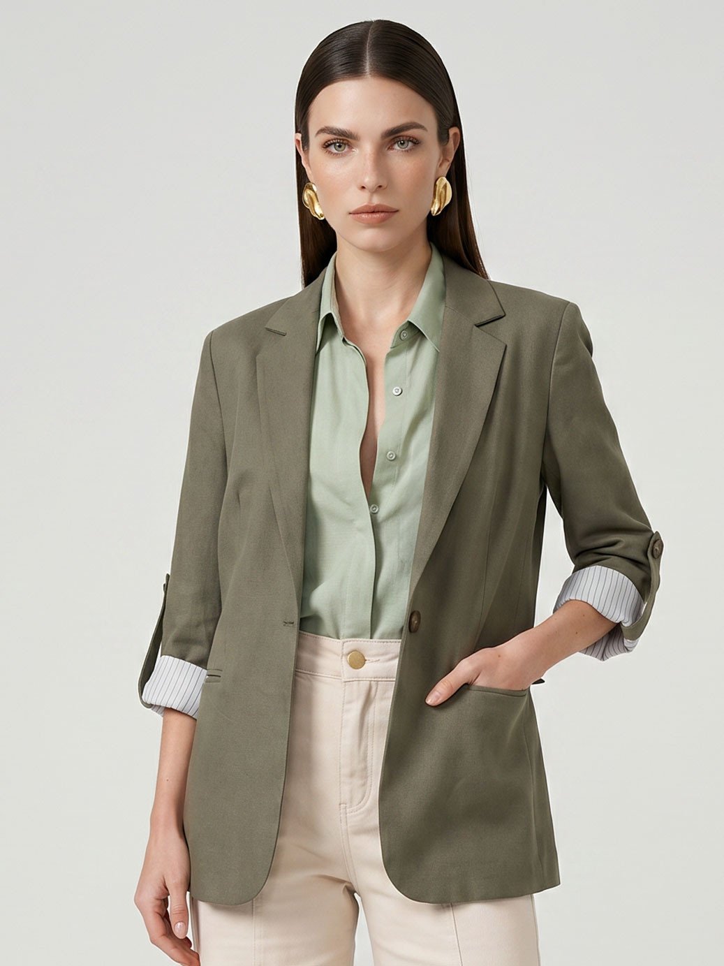 11400331 blazer alfaiataria intermediario sarja verde militar emy 4