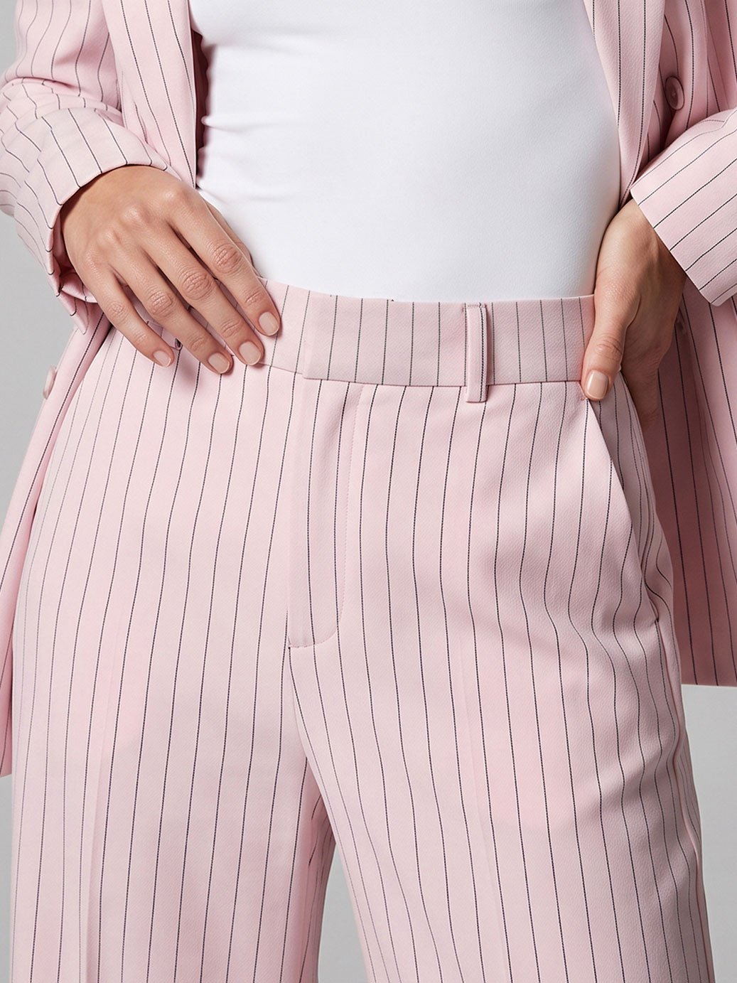 19200613 calca feminina alfaiataria reta risca de giz rosa belanise 2