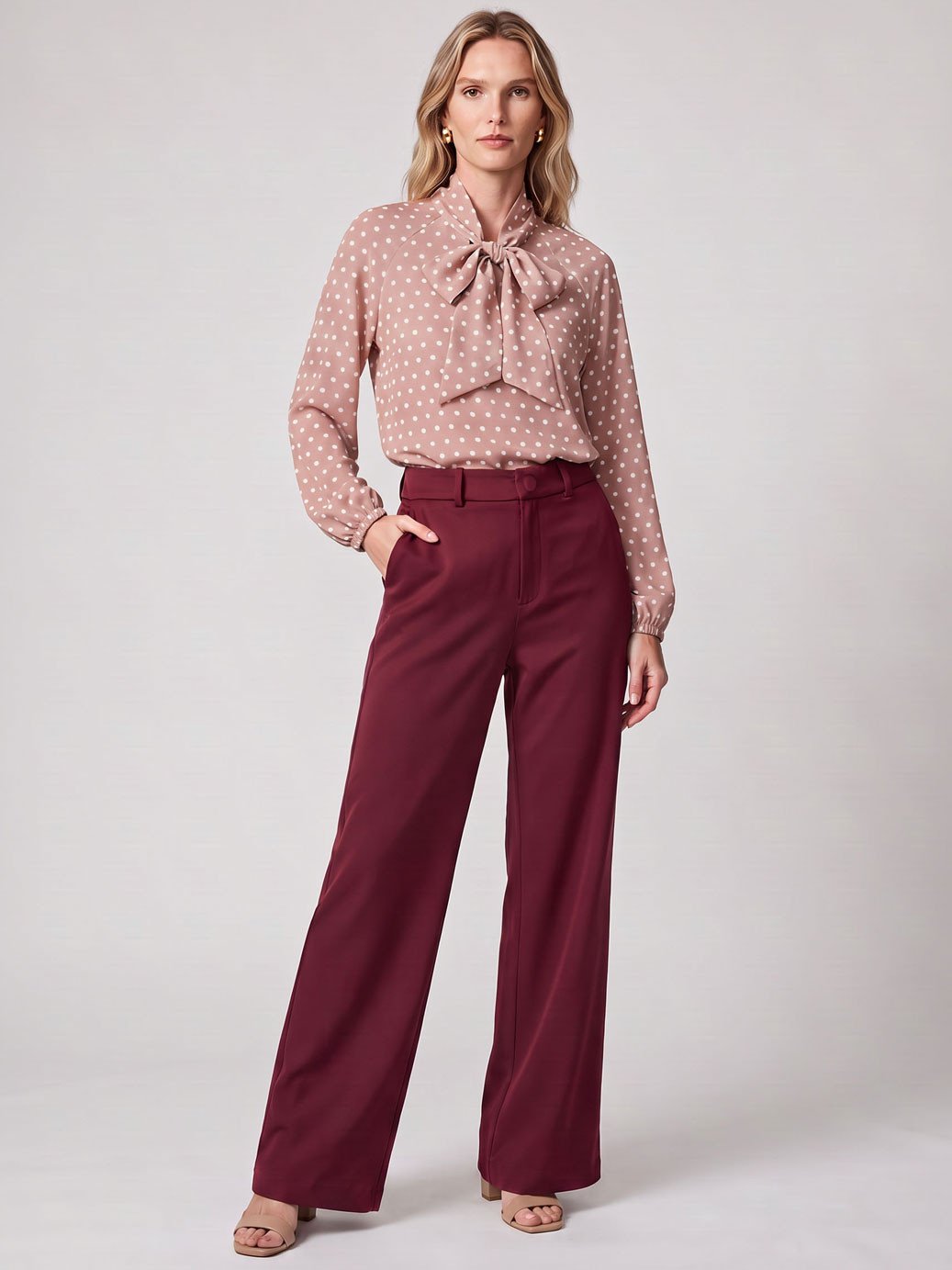 10501778 blusa poa babados gaele 19200610 calca alfaiataria wide leg vinho naissa 2 1