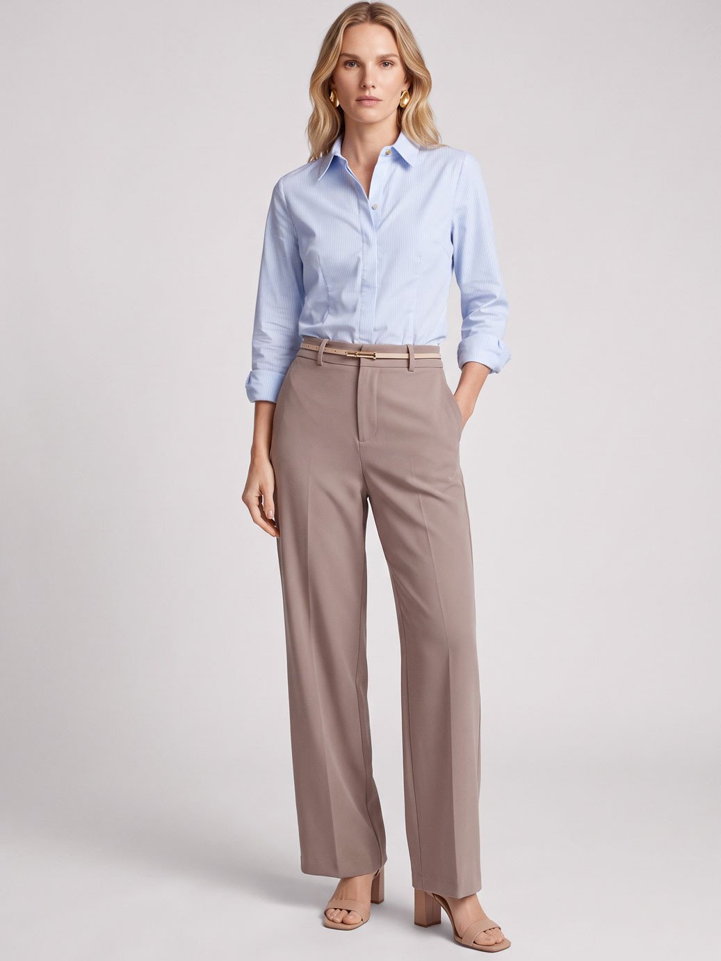 10202067 camisa algodao listrada joice 19200381 calca wide leg de alfaiataria mocha mousse angelica 2 1