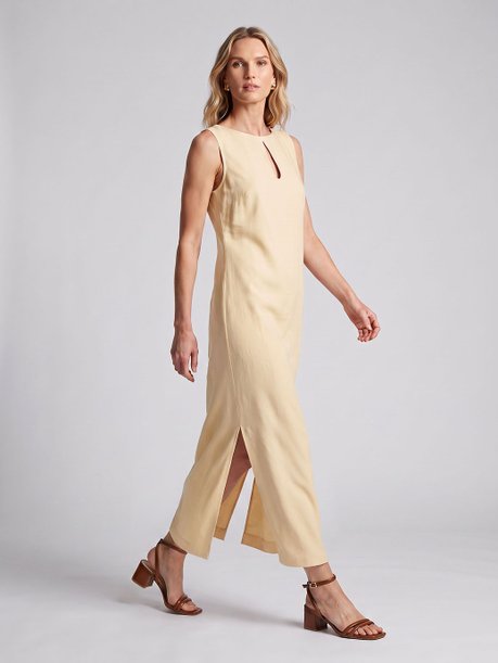 Vestido Alfaiataria Longuete Amarelo Manteiga Clarie