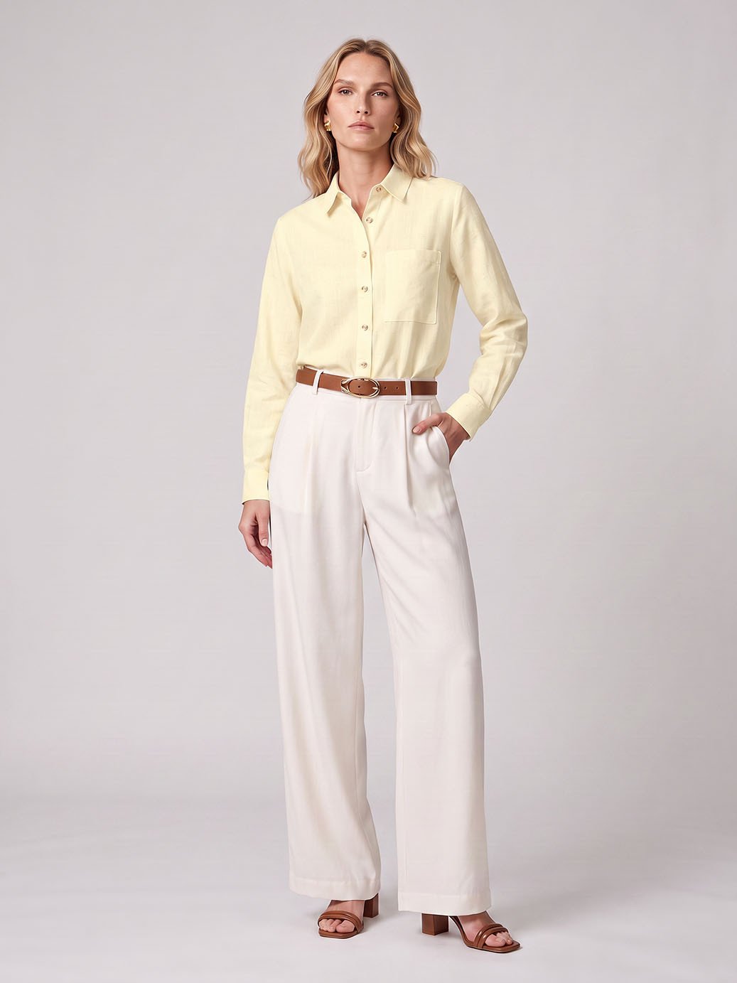 camisa amarela oversize de linho principessa kali