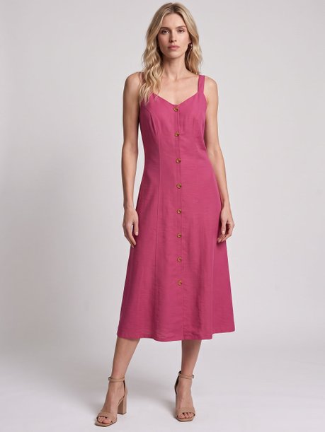 Vestido Maxi Longuete Decote Princesa Terracota Cauana
