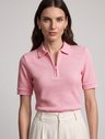 Blusa Polo Feminina em Malha Texturizada Rosa Talira