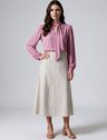 11000406 saia alfaiataria maxi sarja areia gislayne 10501668 blusa manga longa gola laco em crepe rosa elizabeth 1