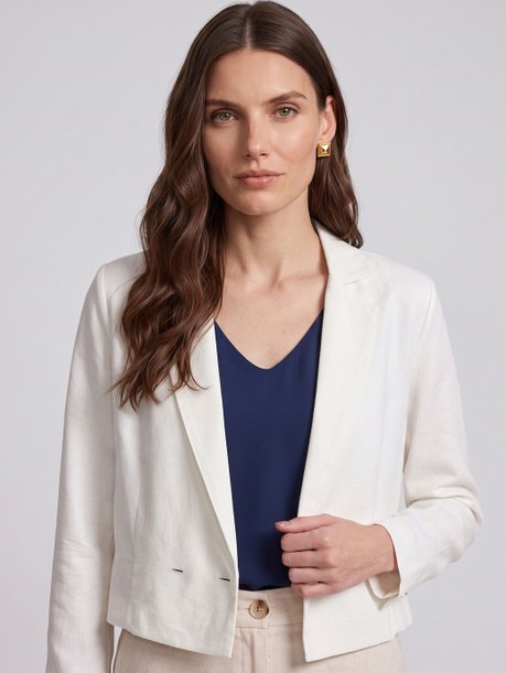 Casaqueto Alfaiataria em Viscose Off White Nayeli