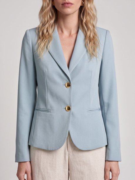 Blazer de Alfaiataria Clássico Azul Claro Aneliese