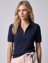 Blusa Polo em Malha Texturizada Marinho Talira