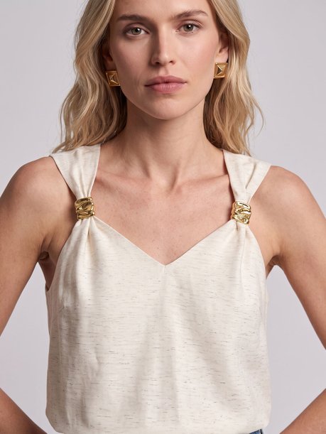 Blusa Sem Manga com Passante Dourado Natural Beatrise