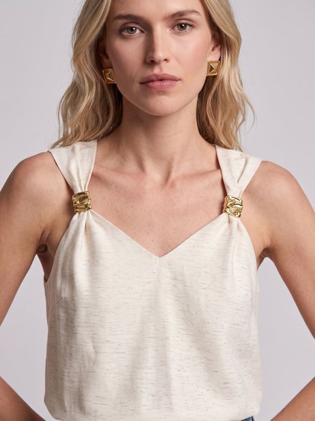 Blusa Alça Passante Dourado Natural Beatrise
