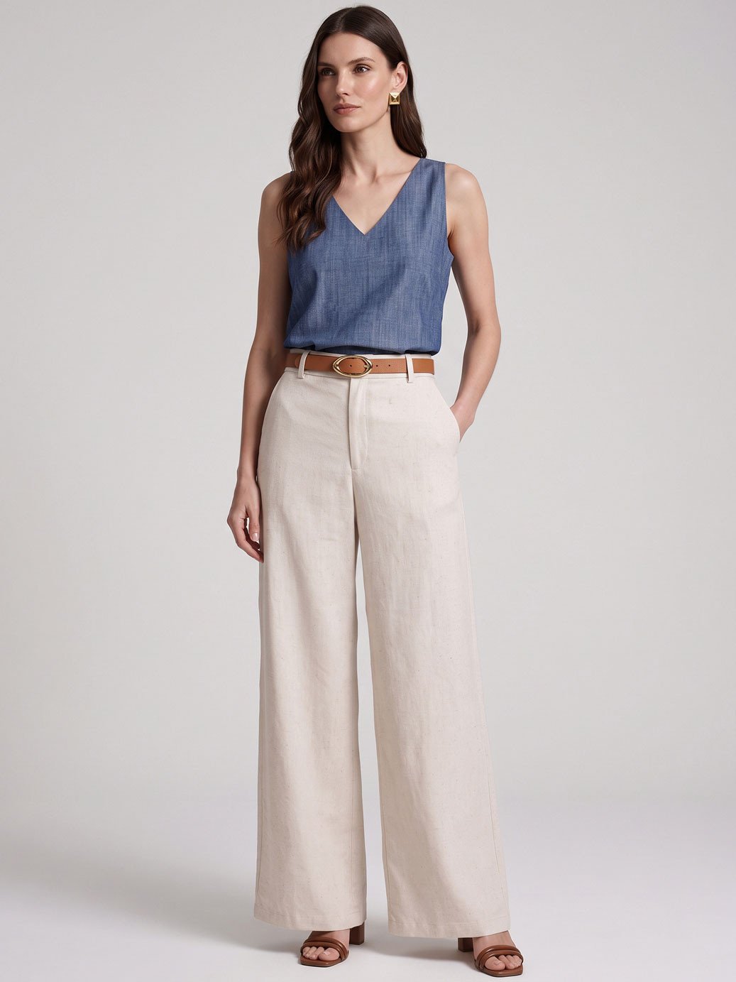19200645 calca pantalona com bolsos em linho natural iselle 8