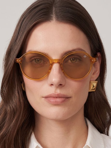 Óculos de Sol Acetato Redondo Camel Polônia