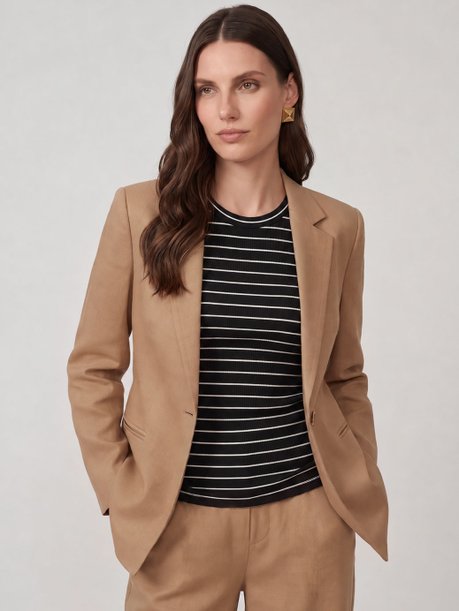 Blazer Intermediário em Linho Mocha Mousse Mariangela
