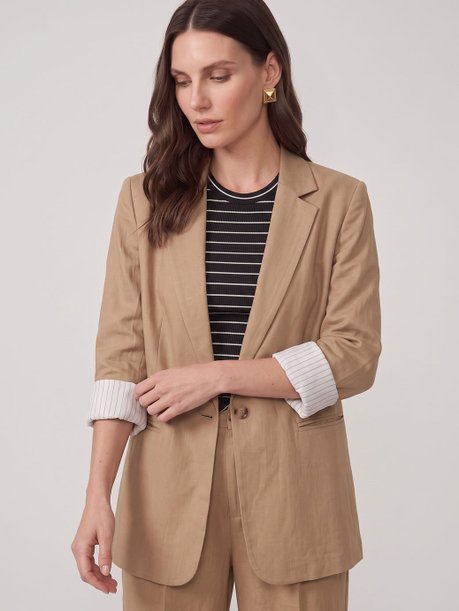 Blazer Intermediário em Linho Mocha Mousse Natane